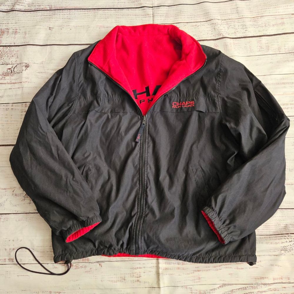 Vintage Y2K Chaps Ralph Lauren Reversible Fleece Zip Up Jacket Mens Large